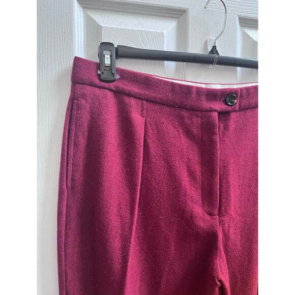 MNG Mango New Burgundy Wool Blend Size 14 Pant Long 34.5 Inch Inseam Office - Picture 8 of 14